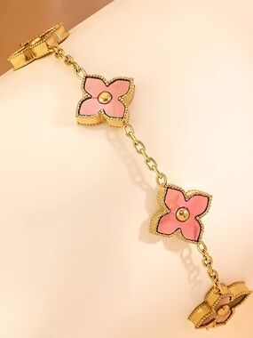 Kohl's Gold-Tone Bracelet with Pink Floral Accents